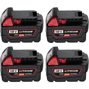 4 Pack 18V 8000mAh Lithium Ion Battery Replacement for Milwaukee 18v Battery 48-11-1880(Black)