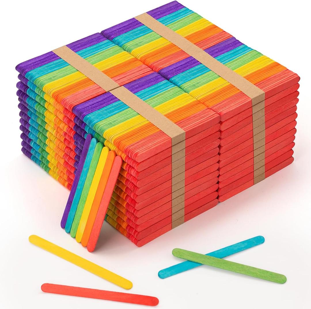 WISYOK 2400 Pcs Colored Popsicle Sticks for Crafts, 4.5 Inch Colored Wooden Craft Sticks, Ice Cream Sticks, Rainbow Popsicle Sticks, Great for DIY Craft Creative Designs and Handicraft