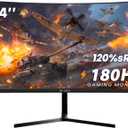 CRUA 24 Curved Gaming Monitor, 180Hz/144Hz FHD 1080P, Support 120% sRGB, AMD FreeSync, Low Motion Blur, Wall Mount Installs Compatible, for Office and Games(HDMI 1.4 & DP 1.2)  Black