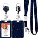 ID Badge Holder with Lanyard,Retractable ID Badge Card Holders Detachable Neck Lanyard Strap with Badge Reel and Vertical ID Holder for Nurse Students Teachers Office Staff(Meteor)