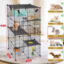 VISCOO Cat Cage, 4-Tier DIY Cat Enclosures Catio, Cat Playpen Indoor & Outdoor with Hammock, Detachable Metal Wire Kennel Cats Crate, 2x2x4 Exercise Place for 1-3 Cats/Kitten