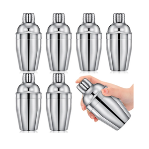 Nitial 6 Pcs Bar Cocktail Shaker Professional Stainless Steel Martini Drink Mixer with Built-in Strainer for Bartending No Leaks Boston Shaker for Bar Party Drink Mixing Tool(8 oz,Silver)