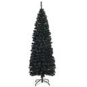 6ft Unlit Artificial Christmas Pencil Tree Black w/Metal Stand Black