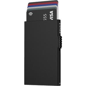 VULKIT Minimalist Credit Card Holder Pop Up Cards RFID Protection Slim Metal Wallet (Matte Black)