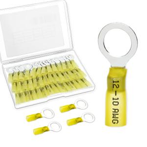 60 PCS Heat Shrink Wire Connectors, 12-10 AWG Ring Terminals, 12-10 Gauge 3/8" Stud(M10) Automotive Marine Ring Connectors by Housun