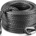 Kolvoii Winch Rope Extension 3/8 Inch x 92 Ft 26,500 Lbs., Synthetic Winch Extension Cable Line for Off Road Vehicle ATV UTV Truck etc (Grey) 