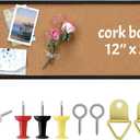 DoubleFill 12'' x 36'' Cork Bulletin Board Framed Large Wall Mounted Corkboard with Installation Kit, Push Pins for Home and Office Decor, School Message or Vision Background(Black), 36.8" x 12.8"