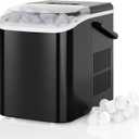 DUMOS Ice Makers Countertop with Handle Ice Machine, Fast in 6 Mins, 26lbs in 24 Hours, Quiet Self-Cleaning, Compact Size Portable for Home, Kitchen, RV, Camping,Modern Black