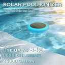 Solar Pool Ionizer - Floating Ionizer Cleaner Up to 40,000 Gallons, Large Solar Panel & Durable Copper Anode, Ideal for Pools, Spas, and More