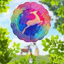 Christmas Deer Wind Spinner Outdoor with Crystal Sun Catcher - 3D Stainless Steel Metal Wind Spinners 12 in Garden Art for Patio Yard Decor Decorations for Home,House Outdoor