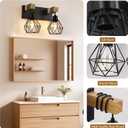 Farmhouse Vanity Light for Bathroom, 2-Light Wood Bathroom Vanity Light Fixtures Over Mirror, Rustic Sconces Wall Lighting with Metal Lampshade for Living Room, Bedroom, Hallway