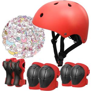 Kids Bike Helmet Set,CPSC Certified with Knee Elbow Wrist Pads Guards,Toddler Adjustable Black Helmet for Ages 2-3-5-8 Girls Child,Sports Protective Gear Set for Bicycle Skate Scooter