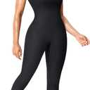 Junlan Sauna Suit Women Waist Trainer Ribbed Sweat Sauna Shirt Full Body Jumpsuit (X-Large, Blue)