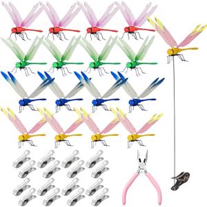 Kleeblatt Dragonfly Clip 16pcs - DIY Dragon Fly Clips, Hair Accessories, Garden Decor, and Outdoor Decorative Stakes - Ideal for Garden & Patio Enhancement(in Bags)