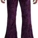 EVEDESIGN Mens Bell Bottom Velvet Pants 60s 70s Disco Outfits for Men Vintage Flared Jeans (XX-Large, Purple)
