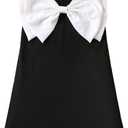 GORGLITTER Girl's Dresses Bow Front Sleeveless Sundress Round Neck Tank Short A Line Toddler Dress (4T)