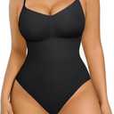 FeelinGirl Shapewear Bodysuit Sculpting Tummy Control Body Shaper for Women Seamless Plus Size Butt Lifting Shaper (Medium-Large, Black)