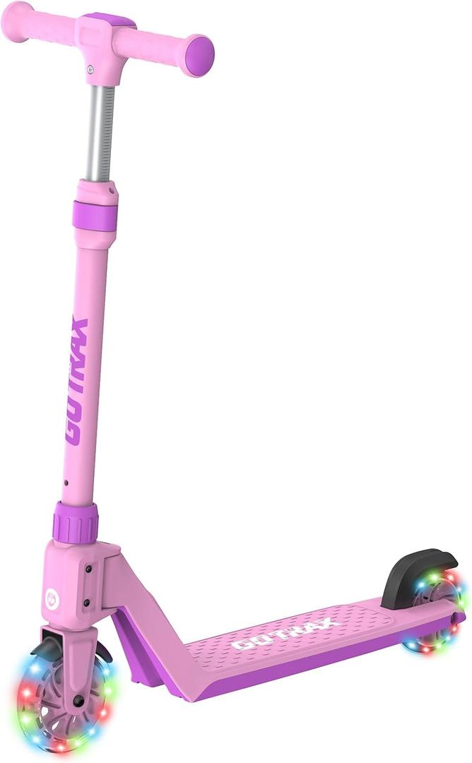 Gotrax K03 Kick Scooter for Kids, 5" LED RGB Lighted Wheels, 4.6 Lbs Lightweight and One-Click Detachable Design, Height Adjustable Handlebars, Anti-Slip Deck and Max Load 110 Lbs for Boy&Girl Age 3+