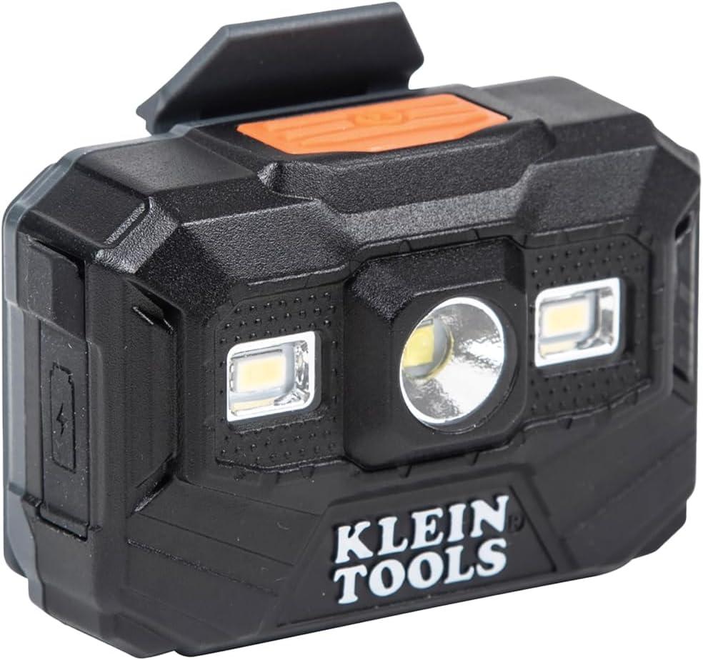 Klein Tools 80174 (2) Rechargeable LED Headlamps with Headlamp Bracket and Fabric Strap, 300 Lumen All-Day Runtime, for Klein Hard Hats, 3-Pieces