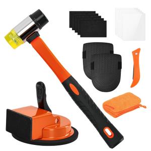16PCS Floor Gap Fixer Tool Kit for Vinyl/Laminate Flooring Tool | Laminate Floor Repair Kit Includes Suction Cup, Rubber Mallet, Reusable Sticky Pads, Knee Pads, Microfiber Towel and Scraper
