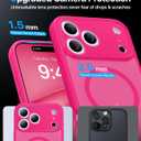 Magnetic Shockproof for iPhone 17 Pro Case,[Camera Protection][Compatible with Magsafe][Non-Slip][Mil-Grade Protection] Slim Anti-Yellow Translucent Matte Phone Case for iPhone 17 Pro,Hot Pink