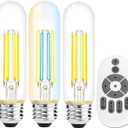 Vintage Smart Led Filament Light Bulb, T10 Edison Bulb with Remote Control, Dimmable 4W Light Bulb, E26 Standard Base, Color Temperature Adjustable (2700K-5000K), No hub Required, 3 Pack