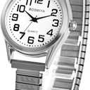 Aroncent Stretch Band Wrist Watch: Easy Reader Ultra Thin Large Face Expansion Band - Analog Quartz Wristwatch for Men and Women 6.29"-7.87"