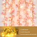 Sunm Boutique 12-Pack 70.8 Ft Artificial Cherry Blossom Garland Cherry Blossom Hanging Vine with 65.6 Ft Long 160 LED String Lights Silk Sakura Vines Garland for Wedding Party Home Decor, Pink