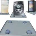 Mini Fridge Silicone Mat with Raised Edges, 24" x 24" x 0.8" Mini Fridge Drip Tray With 4 Base Raisers,Mini Refrigerator Carpets Floor Protector (Grey)