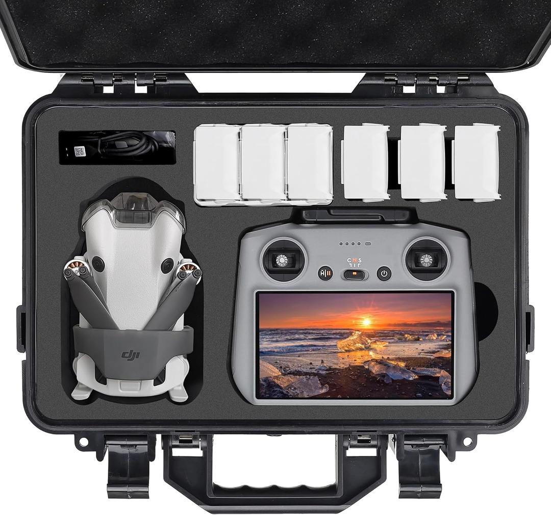 Professional Mini 4 Pro Hard Case, Waterproof Travel Carrying Case Bag for DJI Mini 4/3 Pro, with RC-N2/RC 2 Remote & Accessories