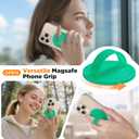 Magnetic Phone Grip Holder Compatible with MagSafe, Ultra Thin Silicone Finger Loop Ring Magnetic Grips for Back of Phone for iPhone Pro Max/Plus/16/15/14/13/12 Series, Emerald Green+Sparkle