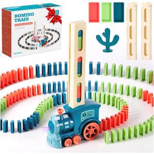 200 PCS Domino Train Toys Set, Automatic Dominos Building and Stacking Creative Game 4-8, Electric Dominoes Stem Montessori Toys for Kids Autistic Boys Girls 3 4 5 6 Year Old Valentines Birthday Gifts
