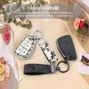 TPU and Leather Key Fob Cover Fit for Chevy Car Accessories,Remote Key Protector Compatible with2021-2023 Chevy Tahoe Suburban GMC Yukon Denali Silverado 5-Buttons (White Rose)