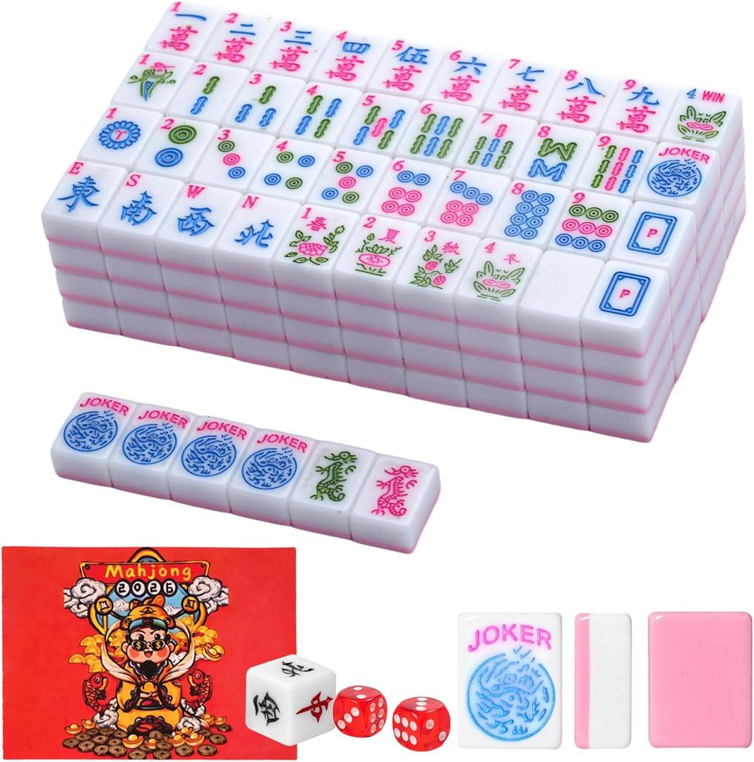 1.2-inch Premium Pink American Mahjong Tile Set. Made of Durable and Sturdy Melamine. Perfect for Multiplayer Games, on-the-go Gaming, and Playing with Family and Friends., 1.18 inches x 0.55 inches