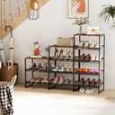 Garden 4 you Shoe Rack for Closet Narrow 4 Tiers, Small Shoe Rack with Brown Wooden Tabletop, Adjustable Metal Shoe Shelf for Closet Entryway Hallway Living Room