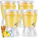 Tioncy 4 Pcs Acrylic Beverage Dispenser with Spigot 2.7 Gallon/ 10 l Clear Drink Water Dispenser Countertop with Detachable Base Iced Juice Container Unbreakable for Wedding Party