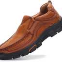 Venshine Mens Casual Slip On Loafers Shoes Walking Dress Leather Shoes (13, Brown1)