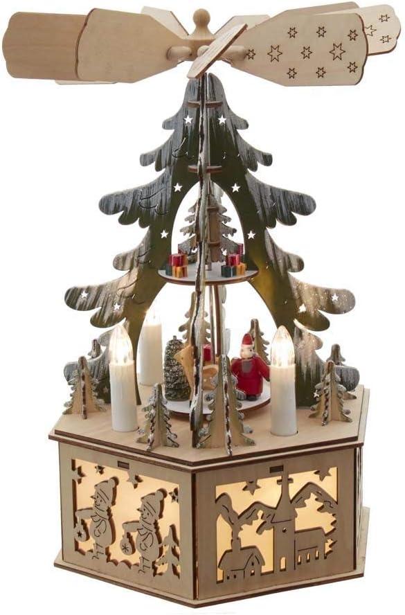 Kurt S. Adler 11-Inch Battery-Operated Light-Up Wooden Tree Scene with Windmill