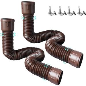 Roof Downspout Extension Pipe, Adjustable & Expandable Gutter Drain Pipe, PVC Anti-Clogging Rainwater Extension Hose for Roof DrainageROUND/brown)