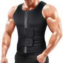 Sauna Vest Waist Trainer for Men - Mens Sauna Suit Double Sweat Belt Body Shaper for Gym Workout Exercise (3XL (Waist40"-42"), Black(2 Belts))