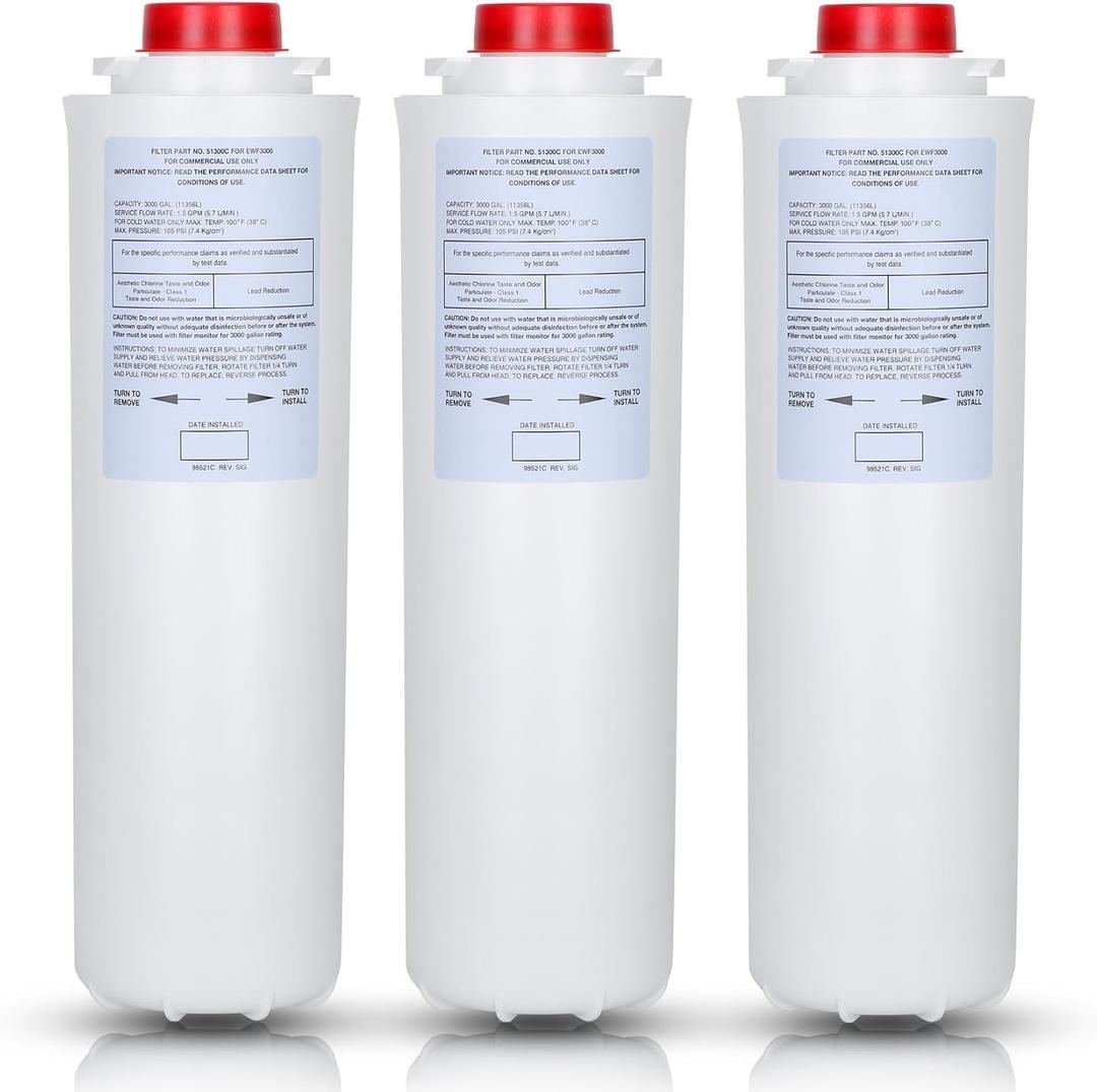 51300C Replacement (3 Packs-No Chip),Compatible with EzH2O Filter Replacement Bottle Station High Capacity 3000 Gallon,Replacement EWF3000 for 51300/C ERF750, 51299C, 55898C (3)