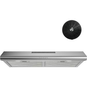 FIREGAS 30 Inch Under Cabinet Range Hood, 300 CFM Ducted/Ductless Kitchen Vent Hood Over Stove, 3-Speed Exhaust Fan with LED Light, Reusable Filter & Charcoal Filter, Stainless Steel