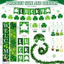 Tegeme St. Patrick's Day Decorations Lucky Porch Sign Banners Hanging 16.4 ft St. Patrick's Day Tinsel Garland Decorations Irish Shamrock Porch Signs Hanging Door Decor for Home Outdoor Party
