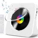 Gueray CD Player Portable Bluetooth Desktop CD Player for Home with Timer Builtin HiFi Speakers with LCD Screen Display Boombox FM Radio USB Typec (White)