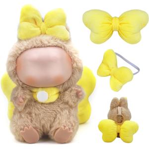 Doll Clothes & Outfits for Blind Box Plush Toy Figures - Complete Dress Sets with Accessories for Sitting & Standing Poses (for 15~17cm/ 5.9~6.7inch Dolls) (Basic Collection - Daffodil Yellow Set)