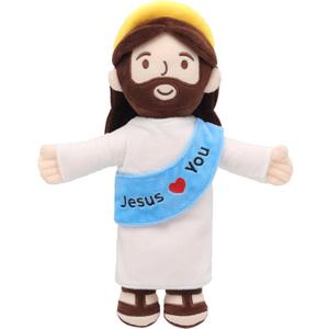 Jesus Plush Jesus Stuffed Doll Christian Religious Plushie Toy for Kids Christmas Easter 13" (13 inches tall, Blue)