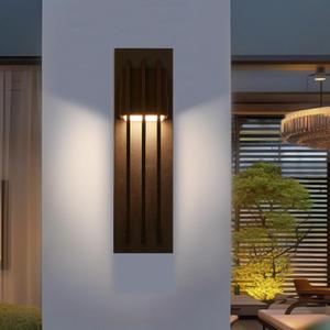 Hyunbae Outdoor Wall Sconce, 17.7inch Modern Black Exterior Lights Fixture, 3000K Waterproof Outdoor Porch Lights for House, Patio, Garage 10%-100% Dimmable LED Wall Mount Lighting for Exterior