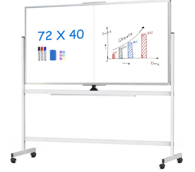 maxtek Rolling Whiteboard, 72x48 Large Double-Sided White Board Dry Erase on Wheels, Giant Magnetic White Board Standing for Office, School, Home Office, Homeschool(72 x 48)