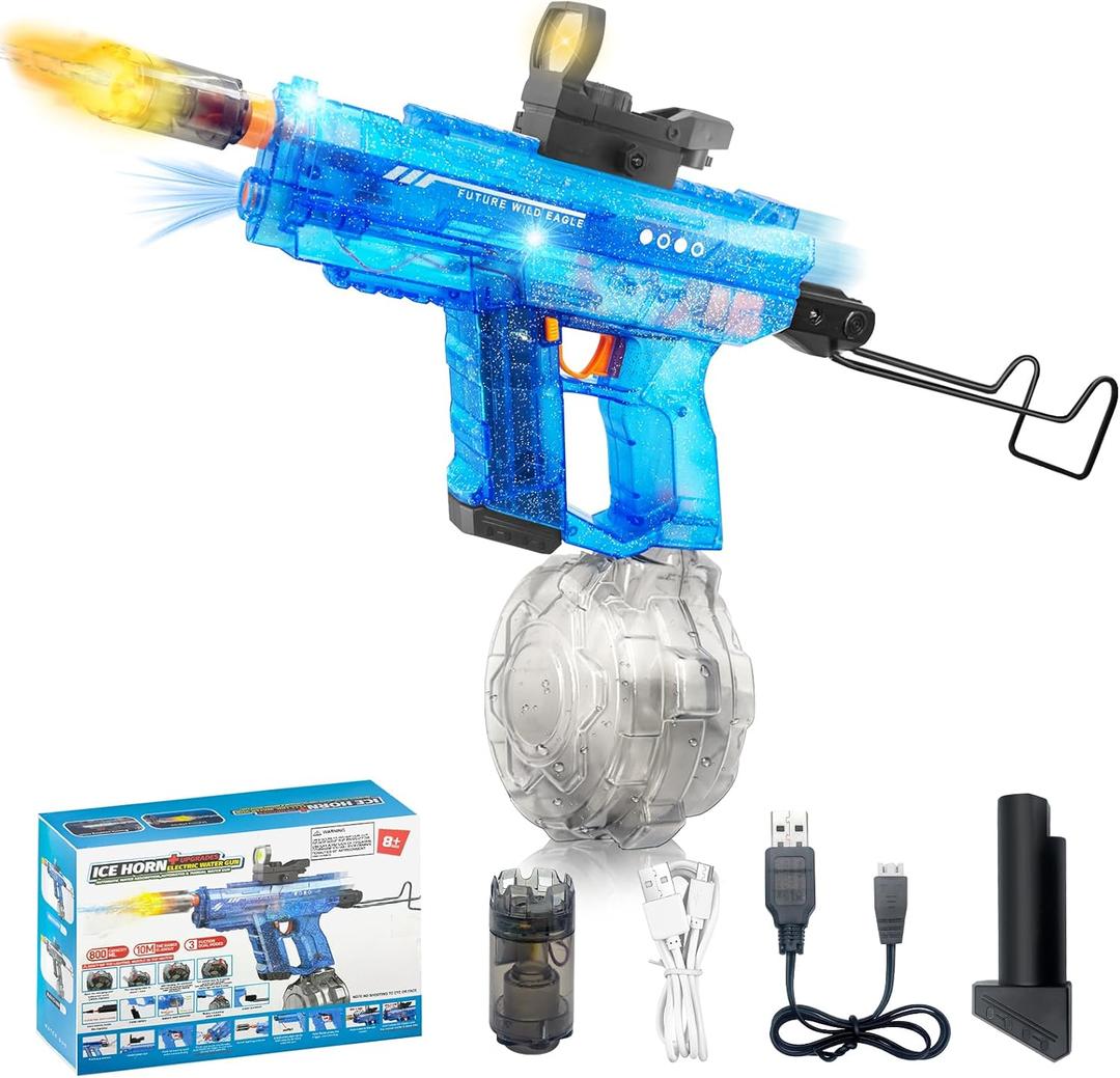 Upgraded Electric Water Gun for Adults Kids 26-32FT Long Range Squirt Gun Auto-Refill 800ml High Capacity Water Guns Toys with LED Light, Pool Beach Outdoor Summer Gift Toys for Kids Ages 6-12 (Blue), Medium to Large