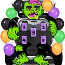 JOYIN Halloween Trunk or Treat Kit Zombie Toss Game Theme Decorations, Large Scary Green Zombie Toss Cornhole with Balloons and Sandbags, Halloween Car Decorations for SUV, Garage Door, Party Supplies